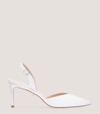 Stuart Weitzman,Julia 75 Slingback Pump,Pump,Leather,Rehearsal Dinner,White,Front View