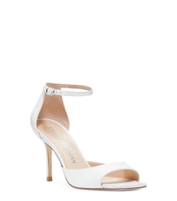 Stuart Weitzman,Allison 85 Strap Sandal,Sandal,Smooth Leather,Rehearsal Dinner,White,Side View