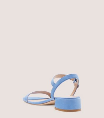 Stuart Weitzman,DANCER 35 BLOCK SANDAL,Suede,Leather,Sandals,Straw,Day Party,Blue