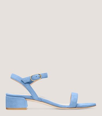 Stuart Weitzman,DANCER 35 BLOCK SANDAL,Suede,Leather,Sandals,Straw,Day Party,Blue