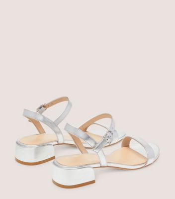 Stuart Weitzman,Dancer 35 Block Sandal,Sandal,Metallic leather,Silver