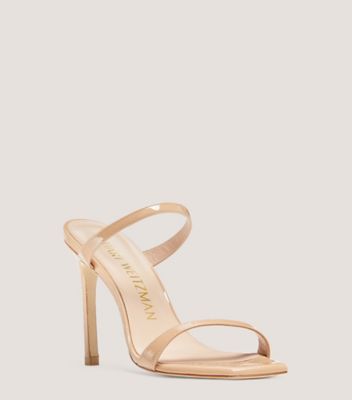 Stuart Weitzman,Aleena 100,Slide,Patent leather,Adobe Beige,Side View