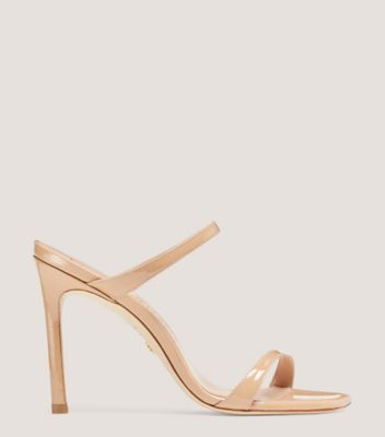 Stuart Weitzman,Aleena 100,Slide,Patent leather,Adobe Beige,Front View