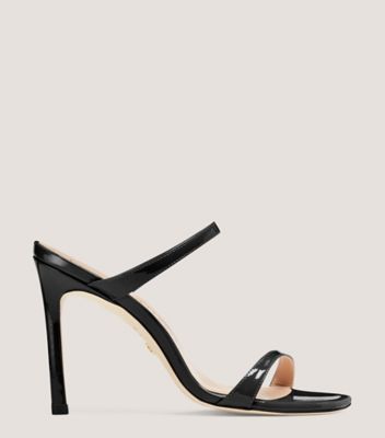 Stuart Weitzman,ALEENA 100,Leather,Slides,Cocktail,Black,Front View