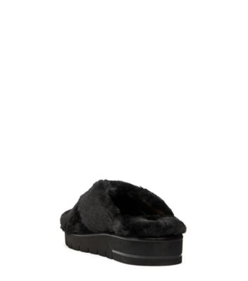 Stuart Weitzman,MULE ROZA LIFT CHILL,Slide,Fausse fourrure,Noir,Back View
