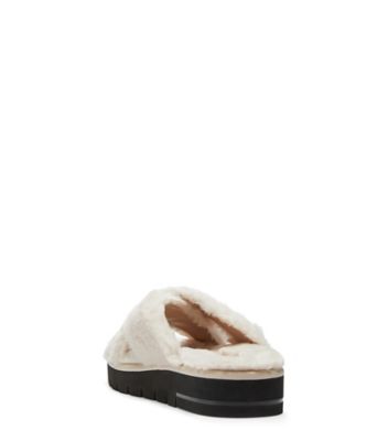 Stuart Weitzman,MULE ROZA LIFT CHILL,Slide,Fausse fourrure,Crème,Back View