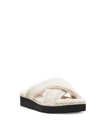 Stuart Weitzman,MULE ROZA LIFT CHILL,Slide,Fausse fourrure,Crème,Side View