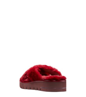 Stuart Weitzman,MULE ROZA LIFT CHILL,Slide,Fausse fourrure,Rouge chili