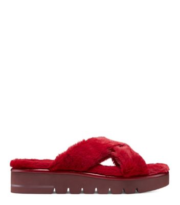 Stuart Weitzman,MULE ROZA LIFT CHILL,Slide,Fausse fourrure,Rouge chili