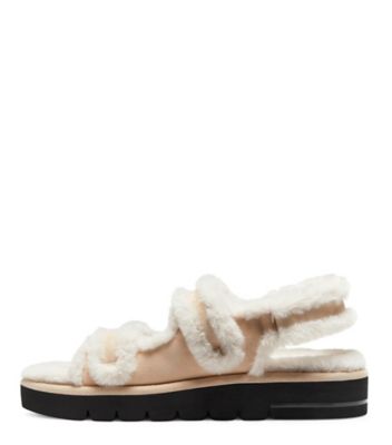 Stuart Weitzman,Zoe Lift Chill Sandal,Sandal,Suede & faux fur,Museline & cream