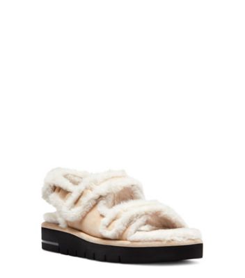 Stuart Weitzman,Zoe Lift Chill Sandal,Sandal,Suede & faux fur,Museline & cream