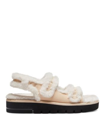 Stuart Weitzman,Zoe Lift Chill Sandal,Sandal,Suede & faux fur,Museline & cream