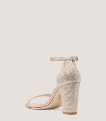 Stuart Weitzman,NEARLYNUDE,Leather,Sandals,Glitter,Traction,Formal,Metallic,Silver