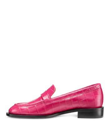 Stuart Weitzman,Flâneur élégant Palmer,Loafer,Cuir embossé en crocodile,Orchidée