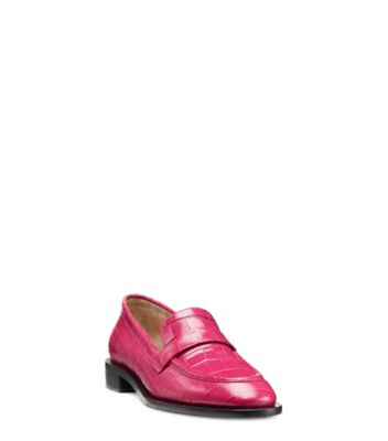 Stuart Weitzman,Palmer Sleek Loafer,Loafer,Croc embossed leather,Orchid,Side View