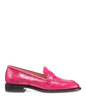 Stuart Weitzman,Palmer Sleek Loafer,Loafer,Croc embossed leather,Orchid