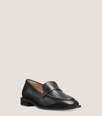 Stuart Weitzman,PALMER SLEEK LOAFER,Loafer,Lacquered Nappa Leather,Black,Side View