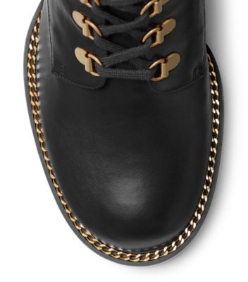 Stuart Weitzman,Bottine à talon bloc avec chaîne Kolbie,Bootie,Cuir,Noir,top down View
