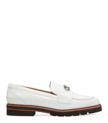 Stuart Weitzman,Yorke,Loafer,Cuir verni,Blanc