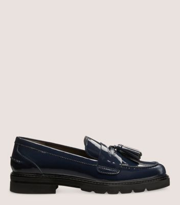 Stuart Weitzman,Adrina Loafer,Loafer,Patent leather,Navy Blue,Front View