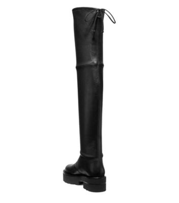 Stuart Weitzman,Lowland Ultralift Platform Boot,Boot,Stretch Nappa Leather,Black,Back View