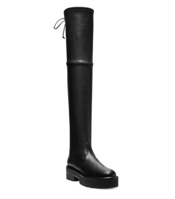 Stuart Weitzman,Botte à plateforme Lowland Ultralift,Boot,Cuir nappa extensible,Noir,Side View