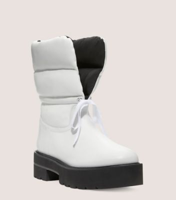 Stuart Weitzman,Tyler Ultralift Bootie,Bootie,Water-repellent leather,White/Black,Side View