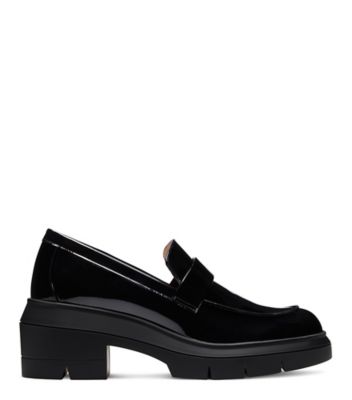 Stuart Weitzman,Aiden Rise Loafer,Loafer,Patent leather,Black,Front View