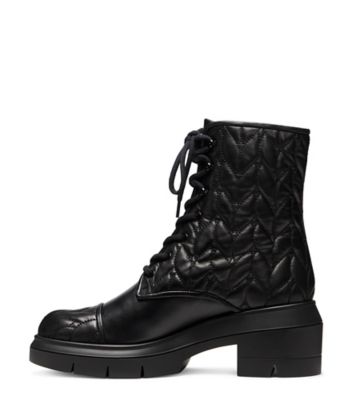 Stuart Weitzman,Bottine matelassée Nisha,Bootie,Cuir,Noir