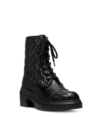Stuart Weitzman,Bottine matelassée Nisha,Bootie,Cuir,Noir,Side View