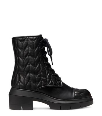 Stuart Weitzman,Bottine matelassée Nisha,Bootie,Cuir,Noir,Front View