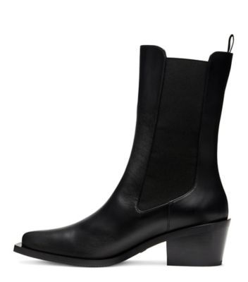 Stuart Weitzman,MILEY WESTERN BOOT,Rubber,Chelsea Boots,Pull Tab,Elastic Gore,Breathable,Day Party,Black