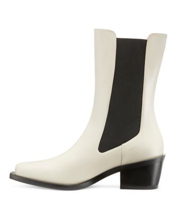 Stuart Weitzman,MILEY WESTERN BOOT,Rubber,Chelsea Boots,Pull Tab,Elastic Gore,Breathable,Day Party,Cream