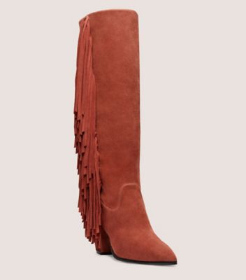 Stuart Weitzman,Kenley Fringe Boot,Boot,Suede,Cardamom,Side View