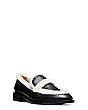 Stuart Weitzman,Palmer Chill Loafer,Loafer,Leather & shearling,Black/White,Side View