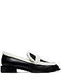 Stuart Weitzman,Palmer Chill Loafer,Loafer,Leather & shearling,Black/White,Front View