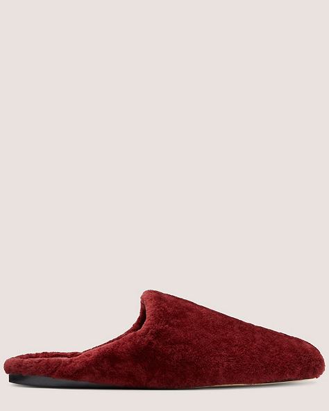 Stuart Weitzman,Jude Chill Mule,Mule,Shearling,Chile red,Front View