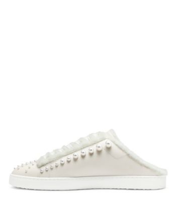 Stuart Weitzman,ESPADRILLE MULE GOLDIE CHILL,Sneaker,Cuir et rason,Blanc et marbre