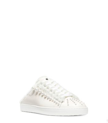Stuart Weitzman,ESPADRILLE MULE GOLDIE CHILL,Sneaker,Cuir et rason,Blanc et marbre
