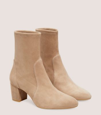 Stuart Weitzman,YULIANA 60,Rubber,Bootie,Traction,Sock,Day Party,Beige,Angle View