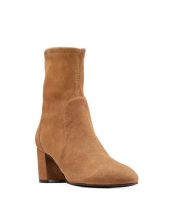 Stuart Weitzman,YULIANA 60,Bootie,Suède extensible,Chameau,Side View
