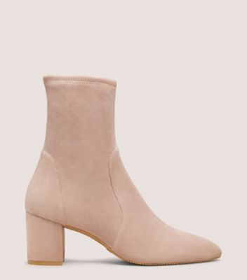 Stuart Weitzman,YULIANA 60,Bootie,Stretch suede,Fawn,Front View