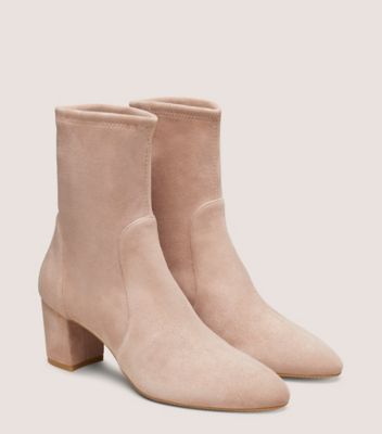 Stuart Weitzman,YULIANA 60,Rubber,Bootie,Sock,Traction,Day Party,Beige,Angle View