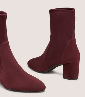 Stuart Weitzman,YULIANA 60,Rubber,Bootie,Sock,Traction,Day Party,Maroon,Detailed View