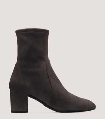 Stuart Weitzman,Yuliana 60,Bootie,Stretch suede,Slate Gray,Front View