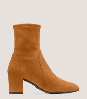 Stuart Weitzman,Yuliana 60,Bootie,Stretch suede,Nougat,Front View