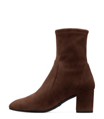 Stuart Weitzman,YULIANA 60,Bootie,Suède extensible,Brun noyer
