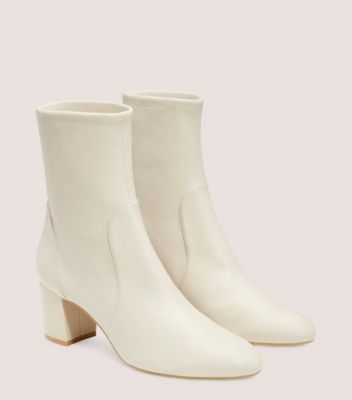 Leather white booties sale