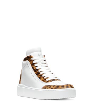 Stuart Weitzman,ESPADRILLE HAUTE RYAN,Sneaker,Cuir et poils de veau,Blanc et cheetah