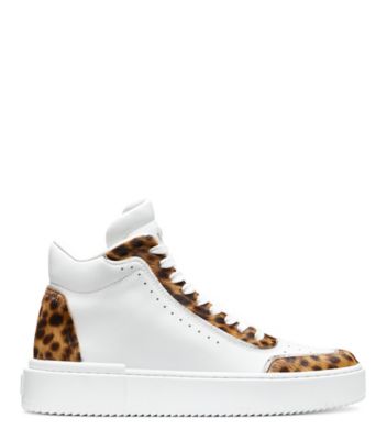 Stuart Weitzman,ESPADRILLE HAUTE RYAN,Sneaker,Cuir et poils de veau,Blanc et cheetah